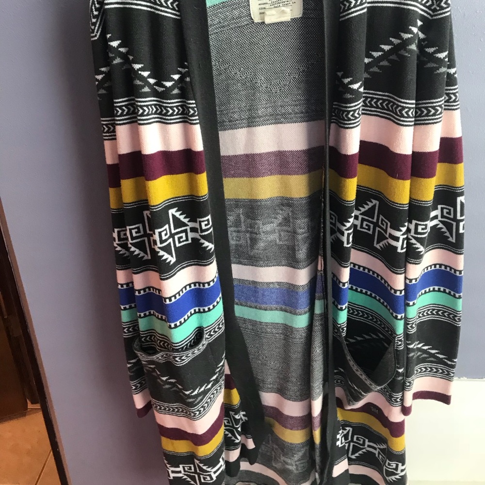 Long tribal print cardigan